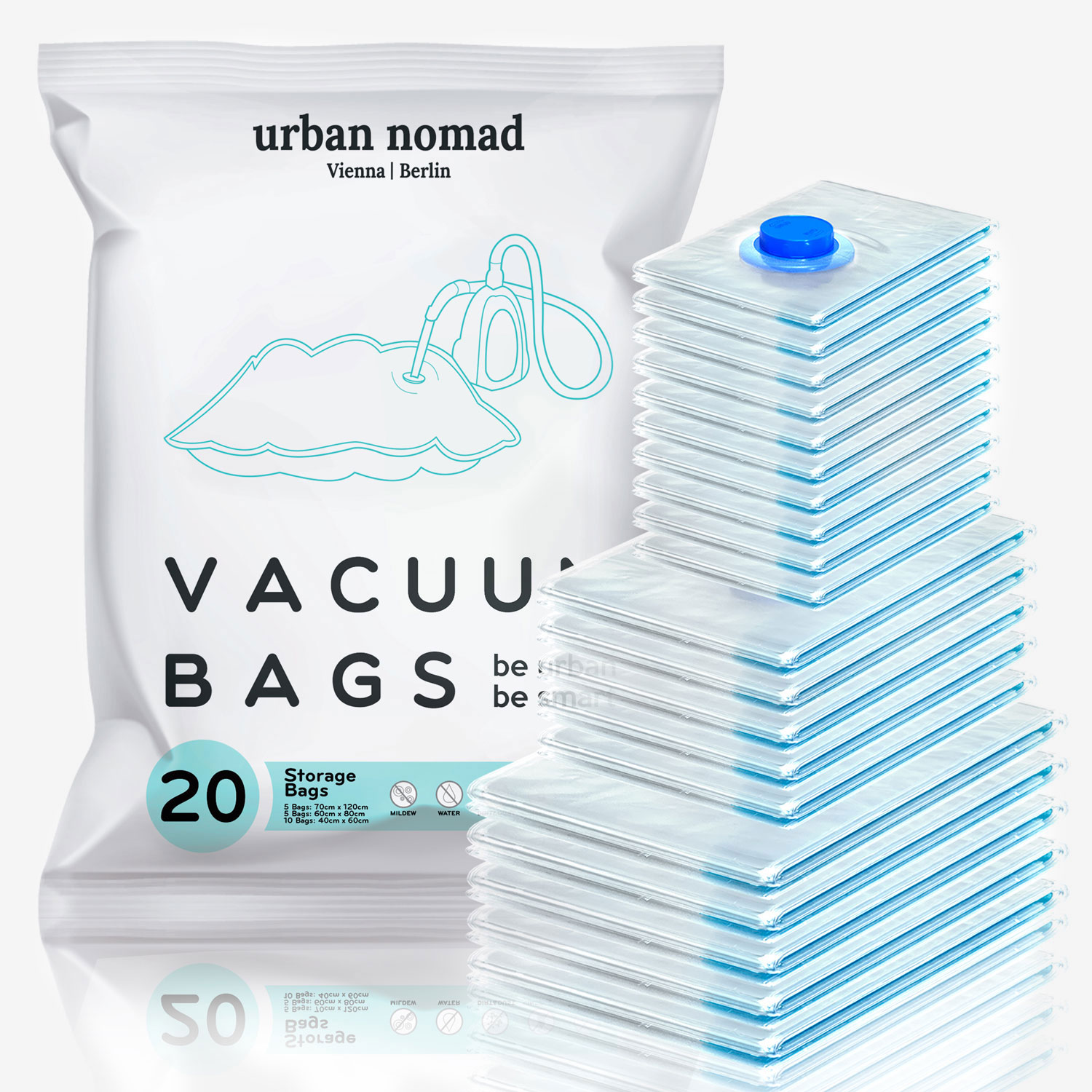 Vacuum Storage Bags for Travel, 20 Pack Compression Bags with Hand Pump